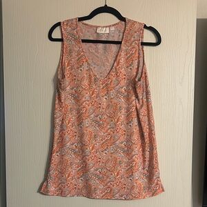 Belle by Kim Gravel Orange Paisley Tank Top
